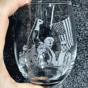 Trump Fight Engraved Custom Donald Trump Shooting Gift Whiskey Glass US