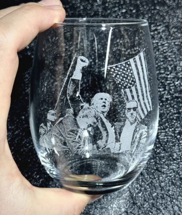 Trump Fight Engraved Custom Donald Trump Shooting Gift Whiskey Glass US