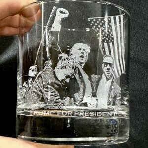 Trump Fight Engraved Custom Donald Trump Shooting Gift Whiskey Glass US Pro