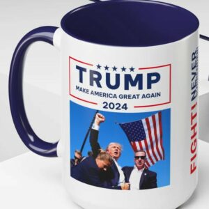 Trump Fist Pump Never Surrender Fight Fight Mugs1