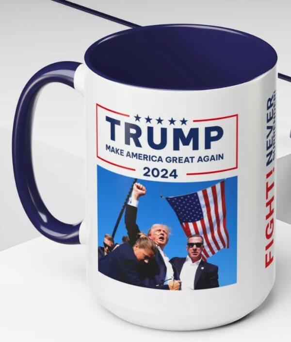 Trump Fist Pump Never Surrender Fight Fight Mugs1