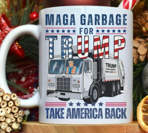 Trump Garbage Truck Coffee Mug, Maga Garbage Take America Back Mugs