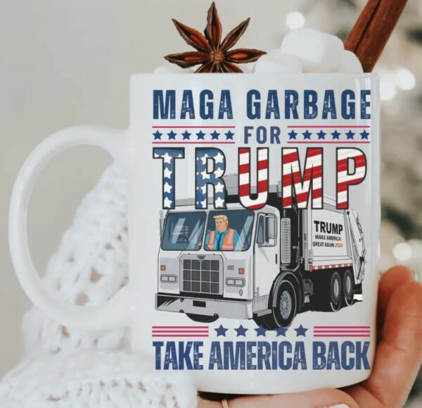 Trump Garbage Truck Coffee Mug, Maga Garbage Take America Back Mugs3