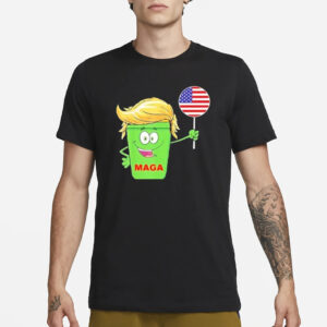 Trump MAGA Cartoon Garbage Can American Flag 2024 shirt2