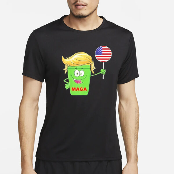 Trump MAGA Cartoon Garbage Can American Flag 2024 shirt3