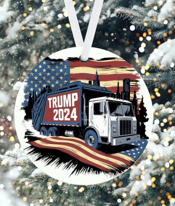 Trump MAGA Garbage Truck Ornament