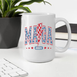 Trump Maga Stars Checkered Lightening Bolt Mug