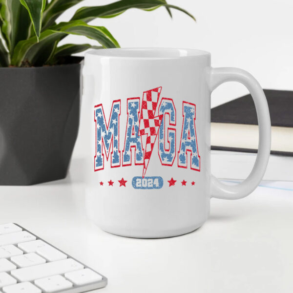 Trump Maga Stars Checkered Lightening Bolt Mug