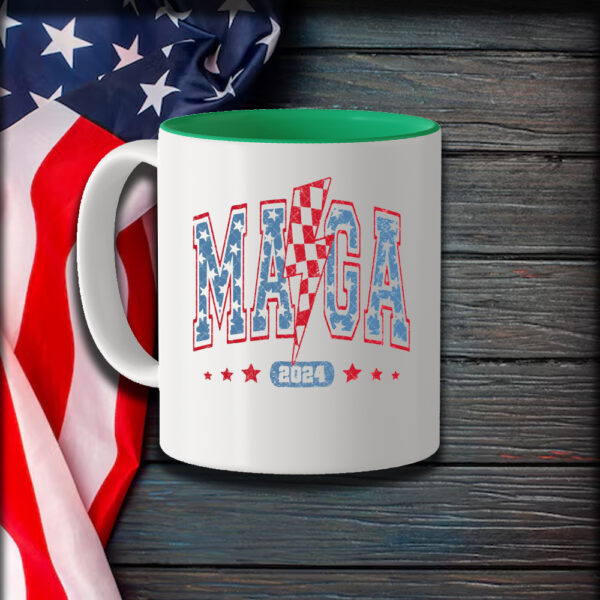 Trump Maga Stars Checkered Lightening Bolt Mug1