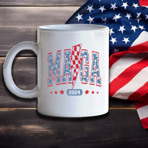 Trump Maga Stars Checkered Lightening Bolt Mug2