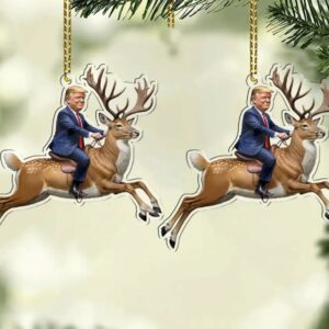 Trump Riding Reindeer Ornament Acrylic Ornaments