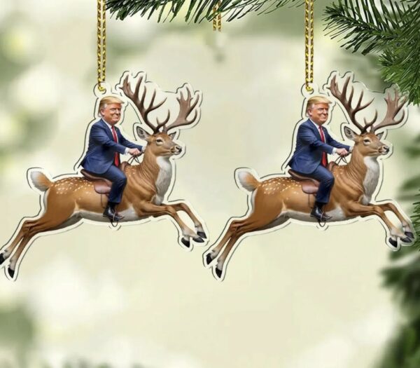 Trump Riding Reindeer Ornament Acrylic Ornaments