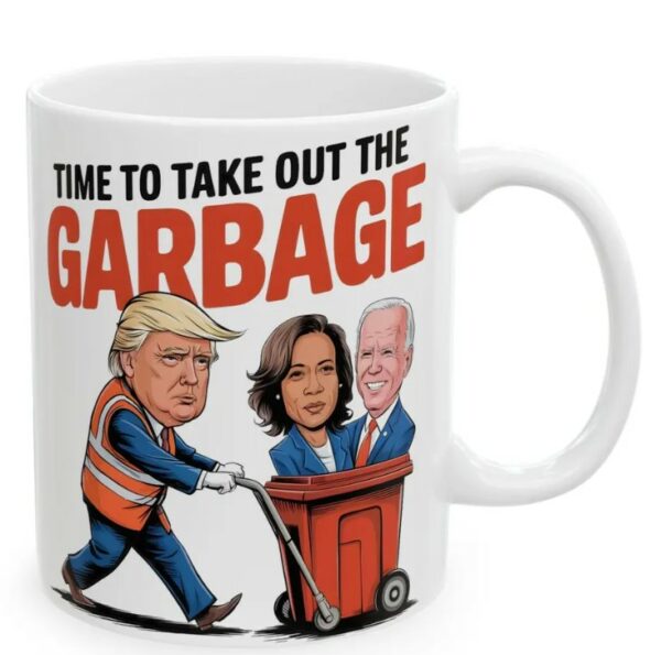 Trump Taking Out the Garbage Ceramic Mug, 2024 Election Funny Gifts, Mugs