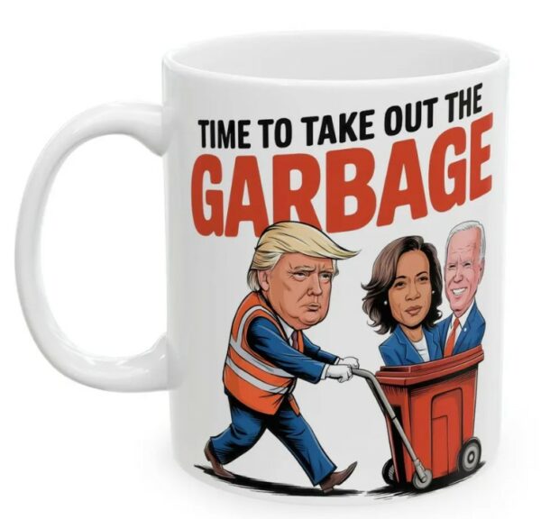 Trump Taking Out the Garbage Ceramic Mug, 2024 Election Funny Gifts, Mugs1