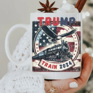 Trump Train 2024 Coffee Mug, Patriotic Train American Flag & Eagle, Mug