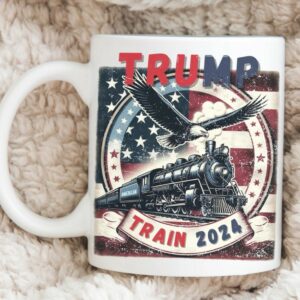 Trump Train 2024 Coffee Mug, Patriotic Train American Flag & Eagle, Mug2