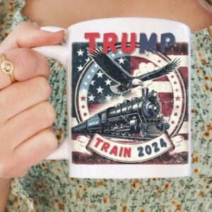 Trump Train 2024 Coffee Mug, Patriotic Train American Flag & Eagle, Mug3