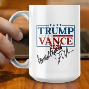 Trump Vance Signature Mug, Dishwasher Safe Ceramic Coffee Cup with Replica Signatures Mug