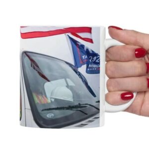 Trump in Garbage Truck Ceramic Mugs1