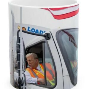 Trump in Garbage Truck Ceramic Mugs2