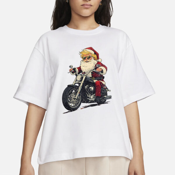 Donald Trump Christmas Biker Motorbike Funny Santa T-Shirts