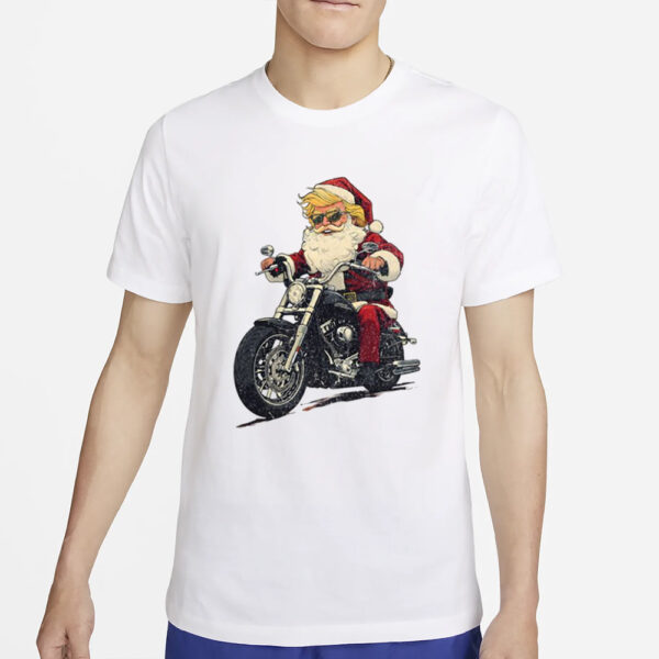 Donald Trump Christmas Biker Motorbike Funny Santa T-Shirts2