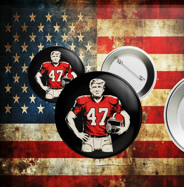 Trump American Football 47 God Bless Pin Button