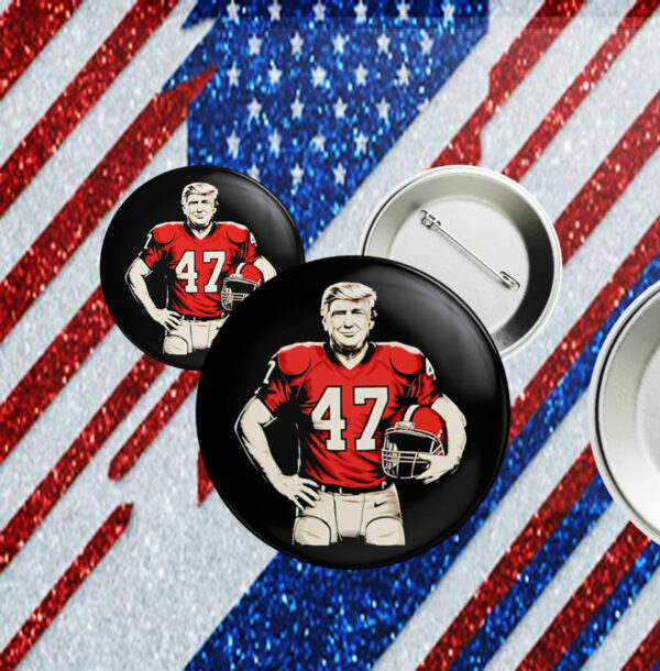 Trump American Football 47 God Bless Pin Button