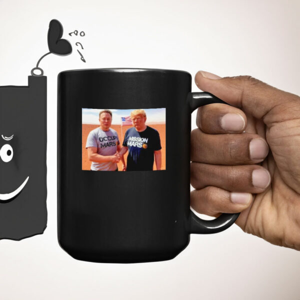 Elon Musk and Donald Trump shaking hands go to mars Mug