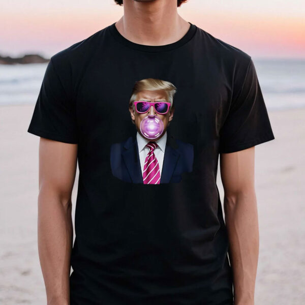 Funny Donald Trump President 45th 47th Blowing Bubble Gum T-Shirt