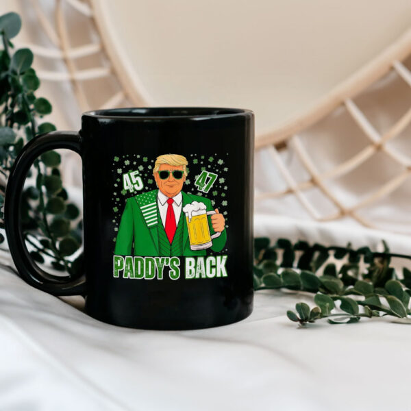 Funny Trump Paddy's Back 45 47 St Patricks Day USA Flag Mug