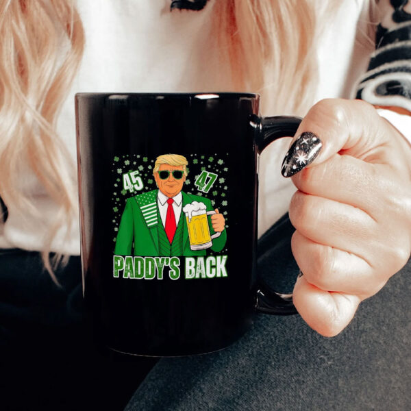 Funny Trump Paddy's Back 45 47 St Patricks Day USA Flag Mug