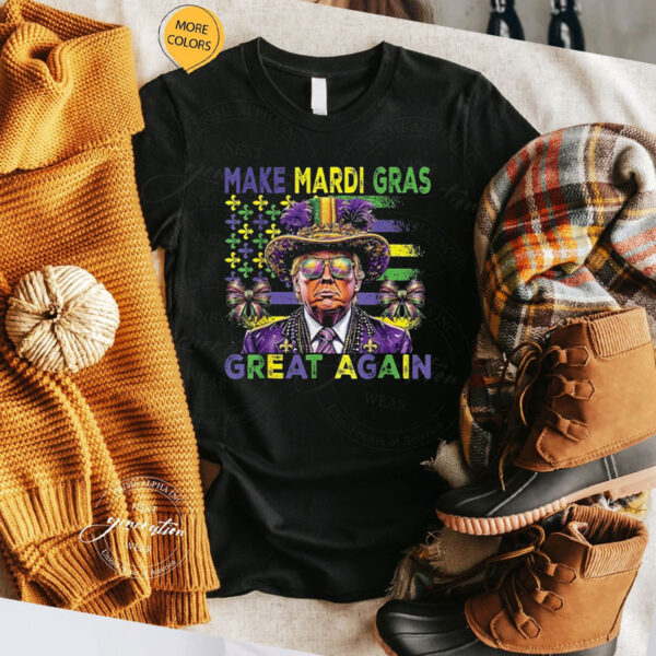 Make Mardi Gras Great Again Trump Beads Mask Feather Funny T-Shirt